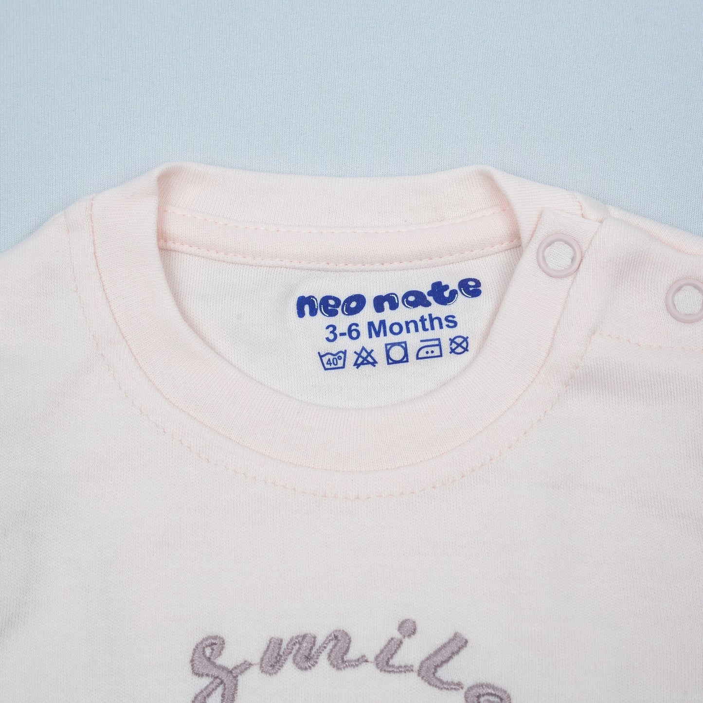 Cozy & Cute: Neo Nate Unisex Jogger Set in Light Peach with ‘SMILE’ Embroidery