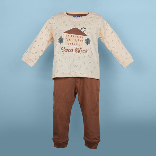 "Sweet Home" Snuggler: Light Peach Cotton Full-Sleeve Set