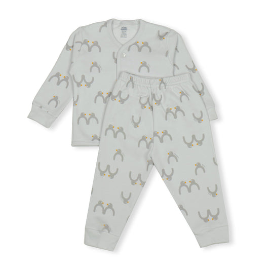 Silver Snooze Squad: Pink Rabbit's Cozy All-Print Pyjama Set