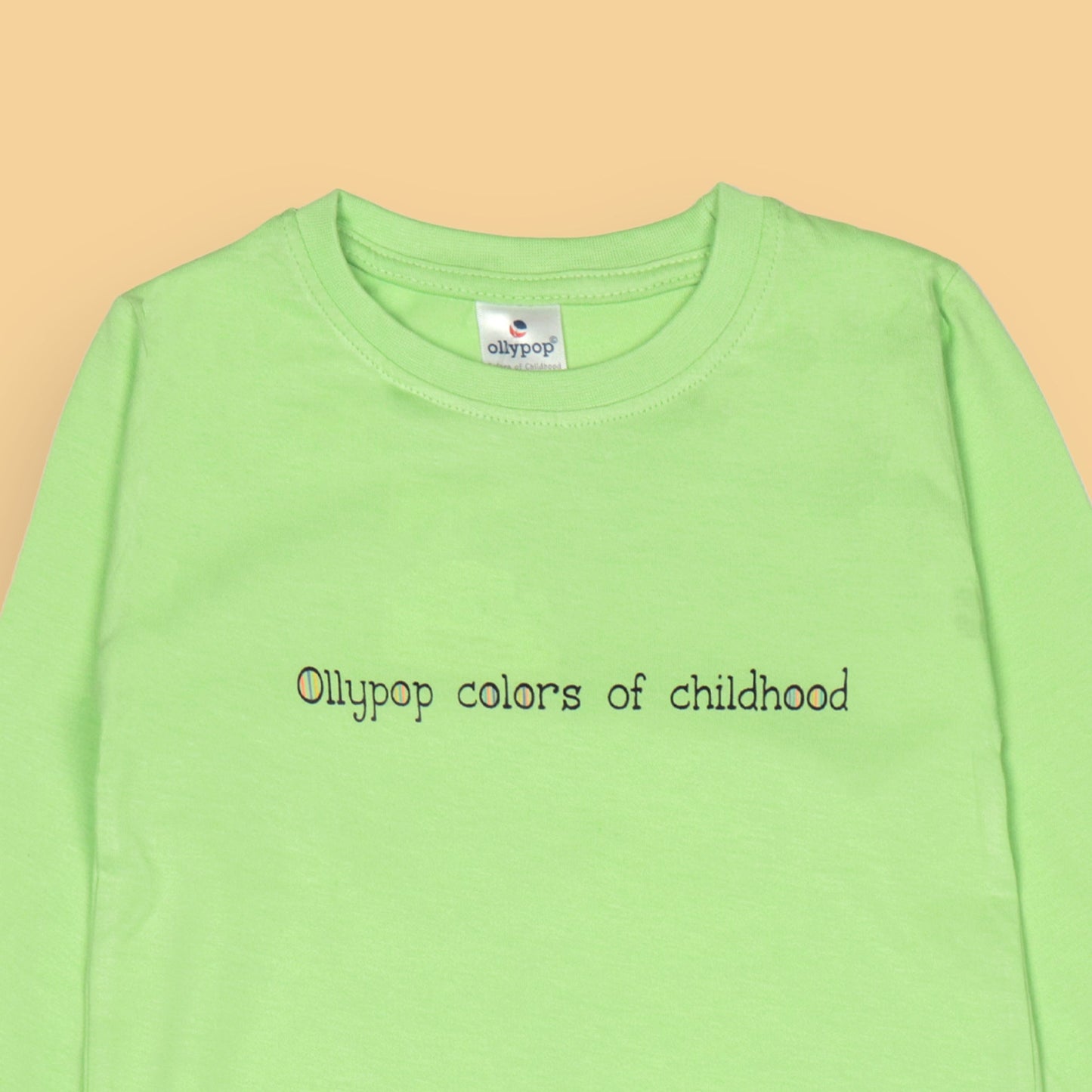 Ollypop Essentials T-Shirt – Breezy Breathable Sinker, Full Sleeves, Placement Print for Happy Kids (Limegreen)