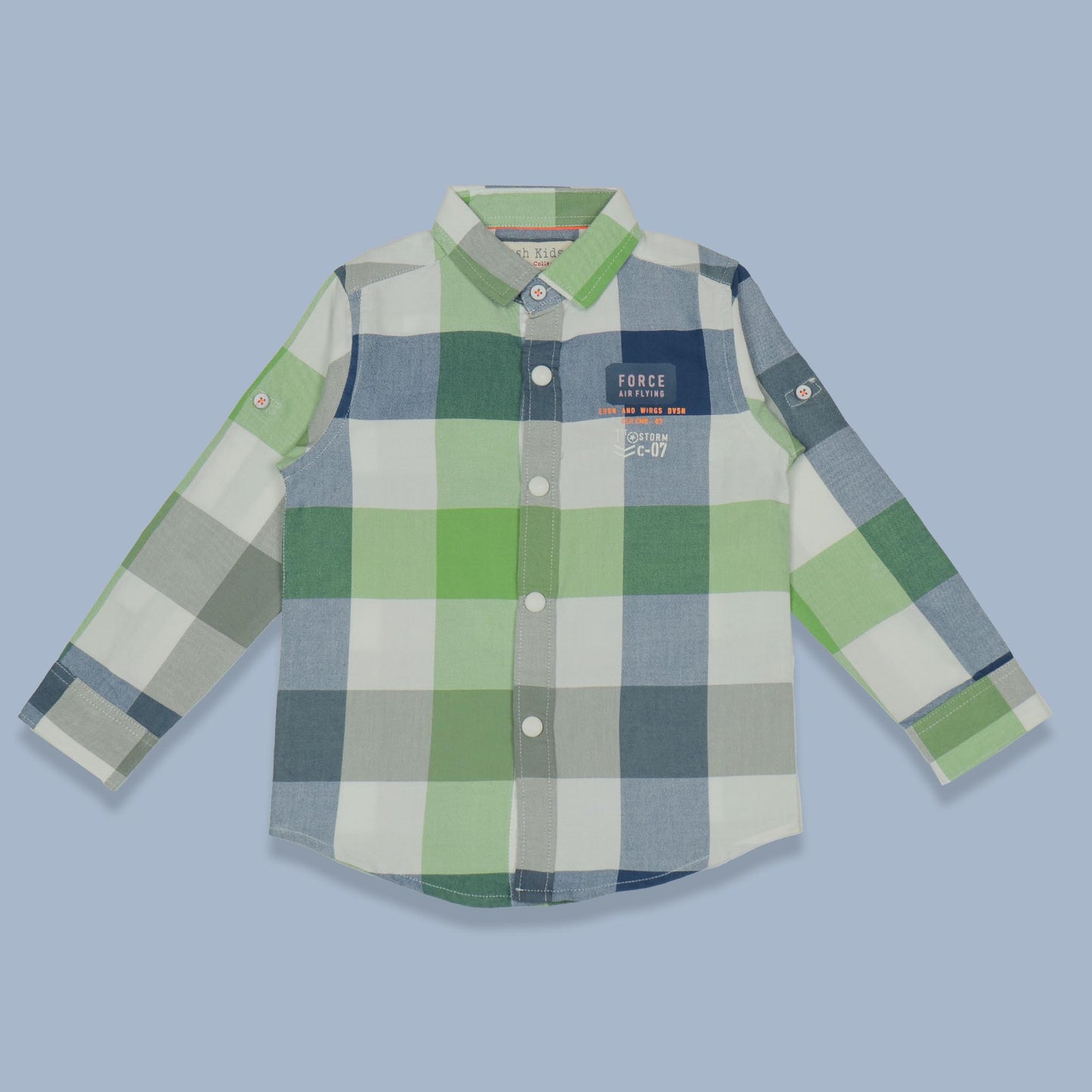 Jash Kids Boys Lime Green Checked Cotton Blend Full Sleeve Shirt