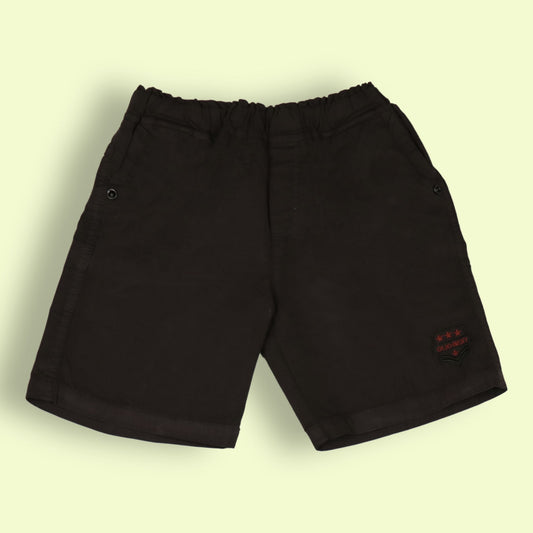 Oliokids Boys’ Essential Olive Green Shorts – Ribbed Cotton, Knee Length, 3 Pockets, Comfy Elastic Waist