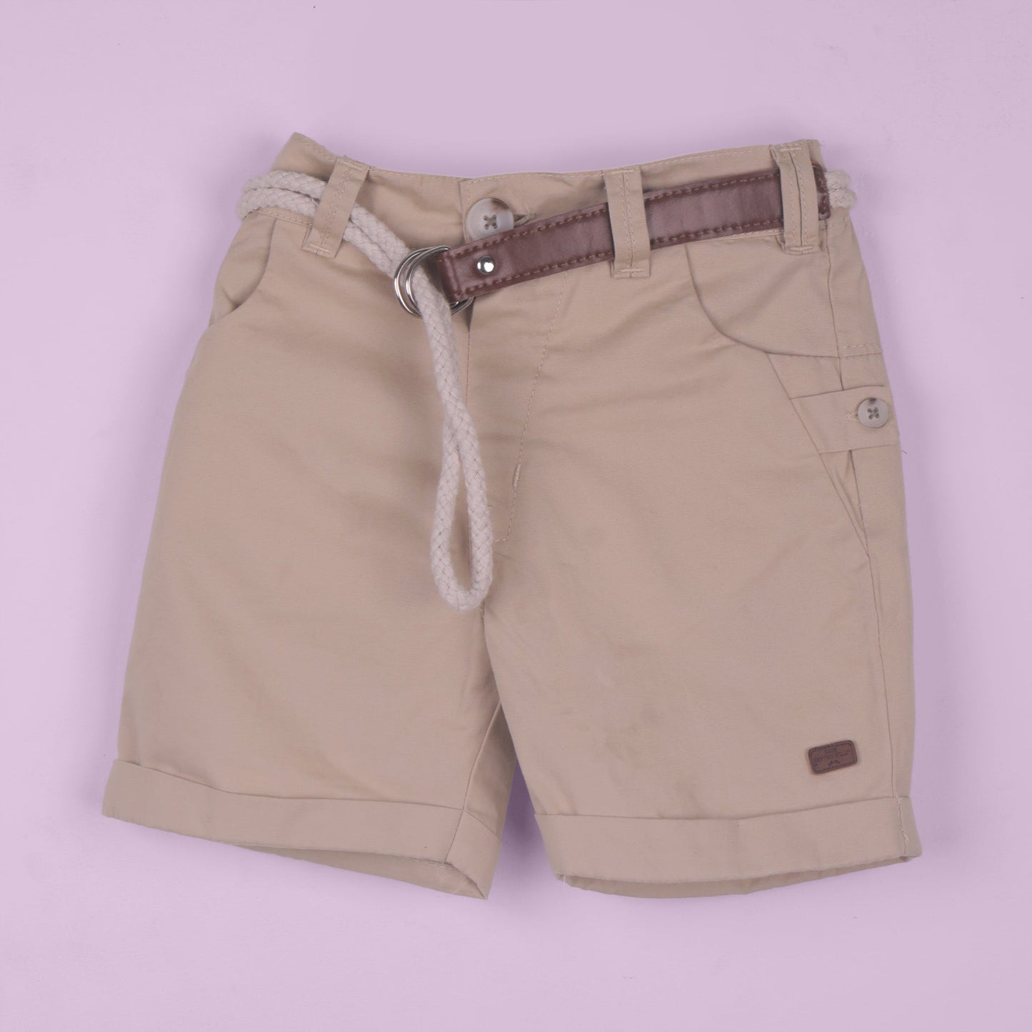 Little Collars Boys’ Summer Outfit – Olive Shirt, T-Shirt & Shorts