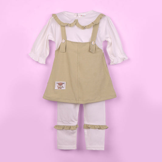 Stay stylish and warm in Kidzhive’s olive green frock—perfect for smart outdoor fun!