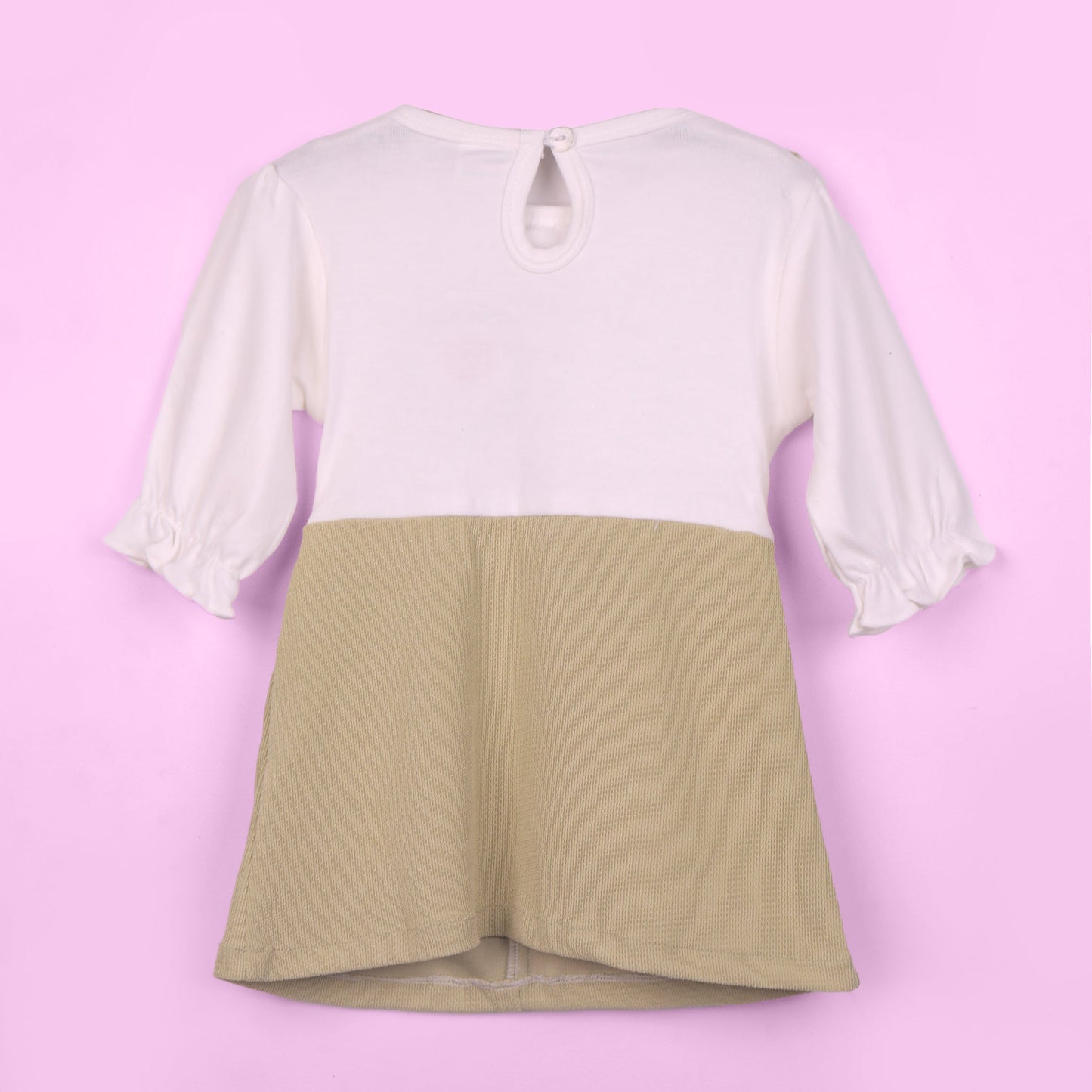 Stay stylish and warm in Kidzhive’s olive green frock—perfect for smart outdoor fun!