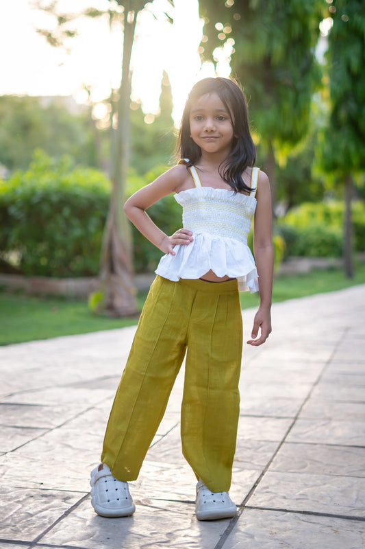Peekaaboo Street Chic – Embroidered Olive Co-ord Set