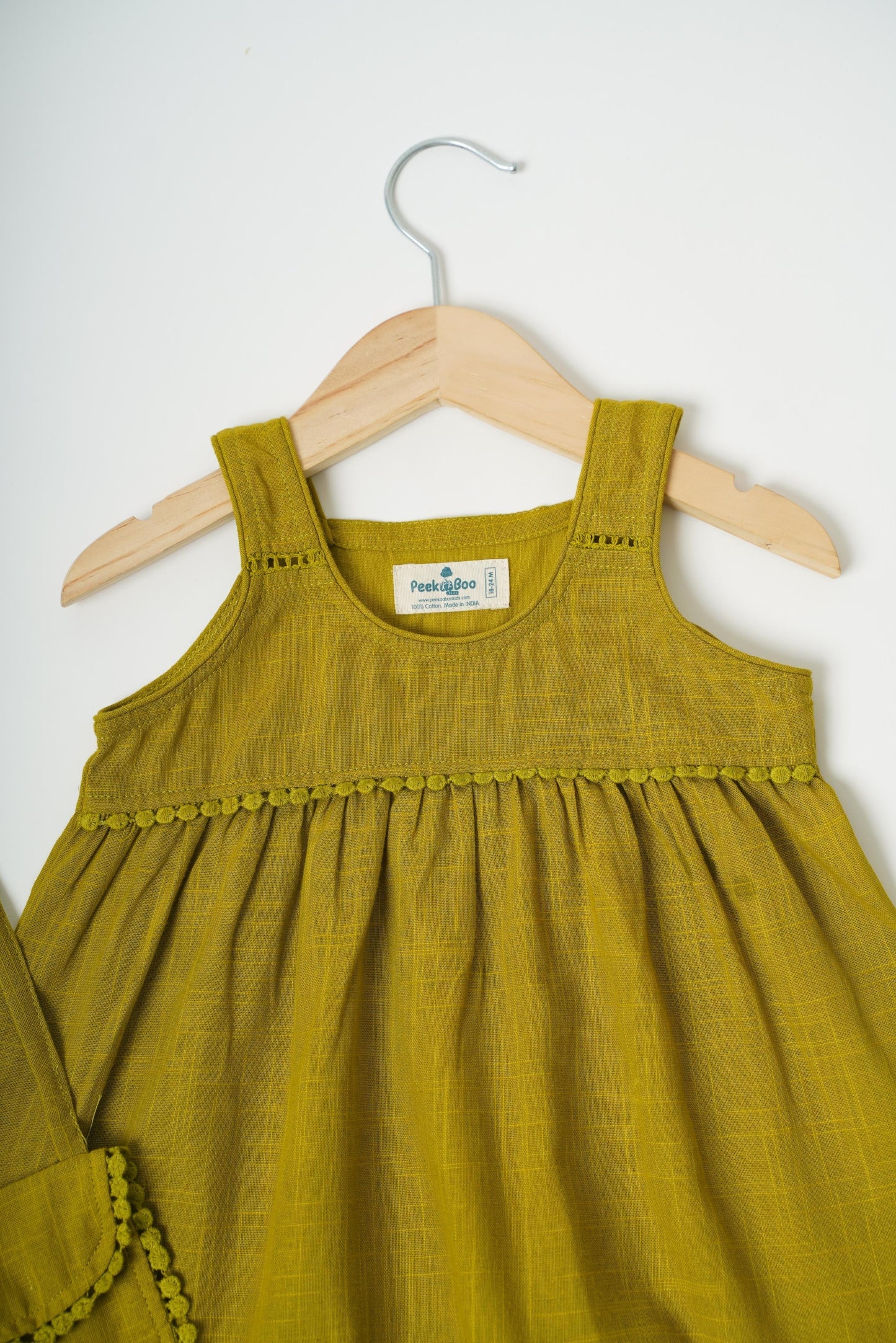 Little Fashionista – Olive Green Party Frock by Peekaaboo