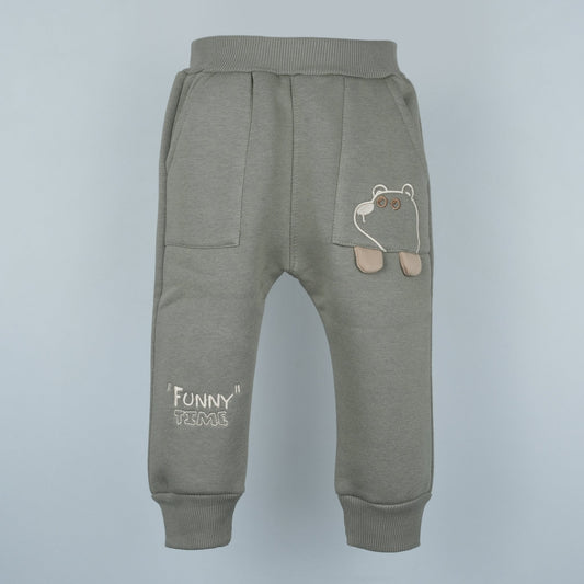 Baby Loon Boy's Comfort+ Embroidered Track Pant (Olive Green)
