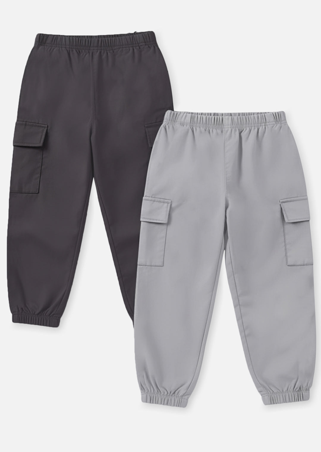 Trampoline Boy's 2-Pack Solid Cargo Pants (Grey/Brown)