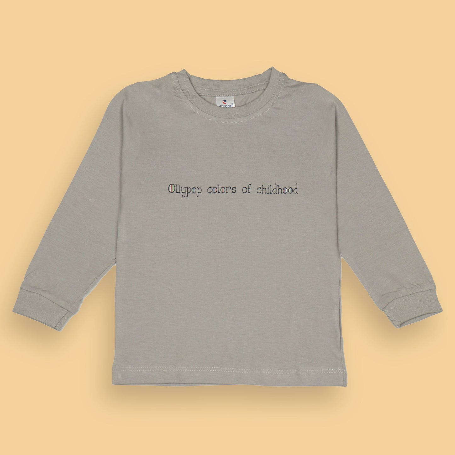 Ollypop Essentials T-Shirt – Breezy Breathable Sinker, Full Sleeves, Placement Print for Happy Kids (Light Grey)