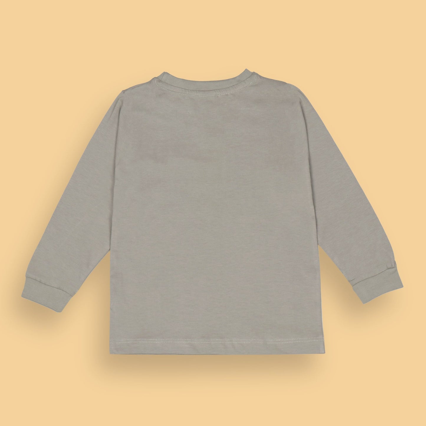 Ollypop Essentials T-Shirt – Breezy Breathable Sinker, Full Sleeves, Placement Print for Happy Kids (Light Grey)