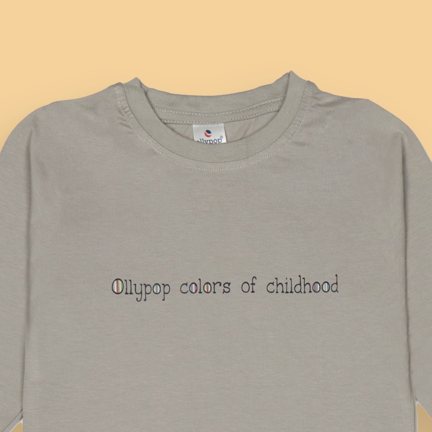 Ollypop Essentials T-Shirt – Breezy Breathable Sinker, Full Sleeves, Placement Print for Happy Kids (Light Grey)