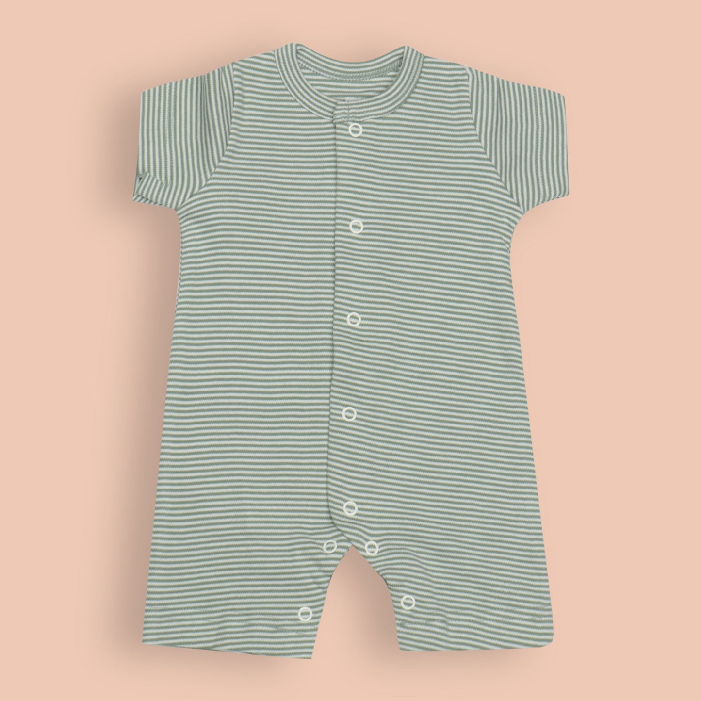 Pack of 3 Adorable Baby Rompers – Navy Blue “Brave Little One” Cat Print, Striped Green with Easy Snap Buttons, Off White Animal Print