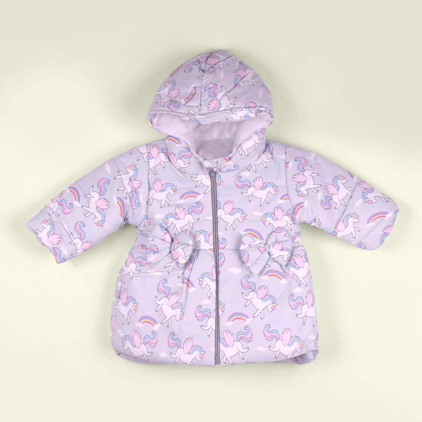 Snuggle Up Outdoors: Little Kangaroos Light Grey Quilted Jacket for Girls