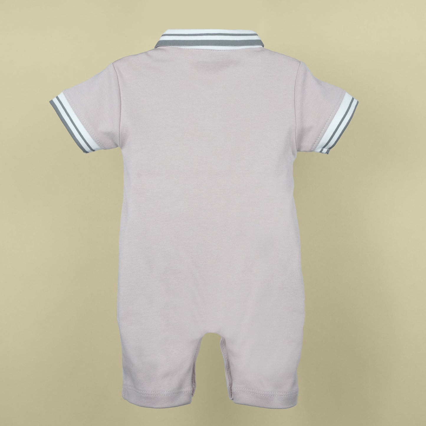 Breezy & Playful: Neo Nate Boys Light Grey Knee-Length Romper with Embroidery