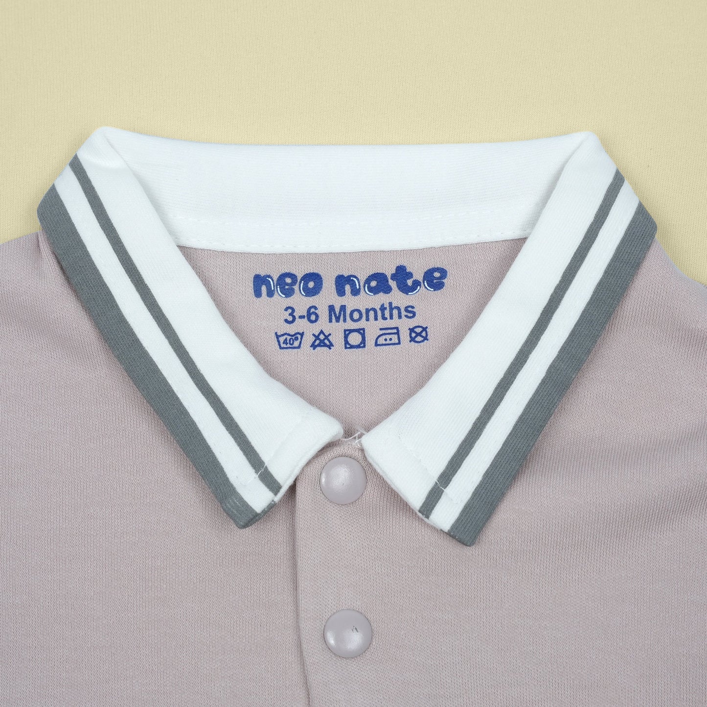 Breezy & Playful: Neo Nate Boys Light Grey Knee-Length Romper with Embroidery