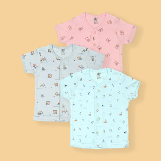 Roar into Cozy Colors: Zero's Soft Lion Jhabla Vest in Pink, Sky Blue & Teal Blue!