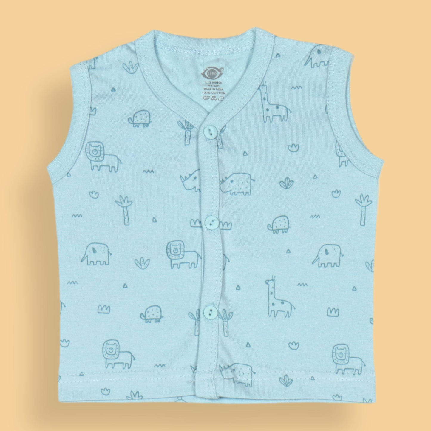 Zero's Cozy Crew Jhabla - Soft Sleeveless Shirt Sprinkled with Anchors, Bears & Space Fun (Pack of 3)