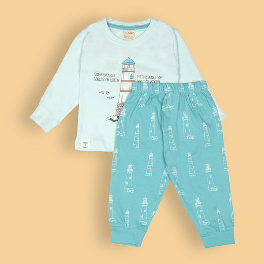Cucumber Boys’ Turquoise Tee & Joggers Set – This Little Light of Mine, Shine Bright, Soft Cotton