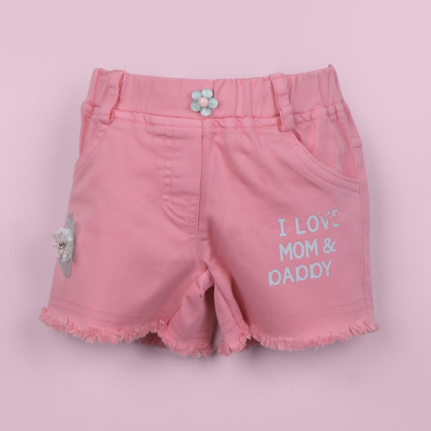 Baby's Day girls’ fashion: short sleeve top with back buttons and heartfelt print!