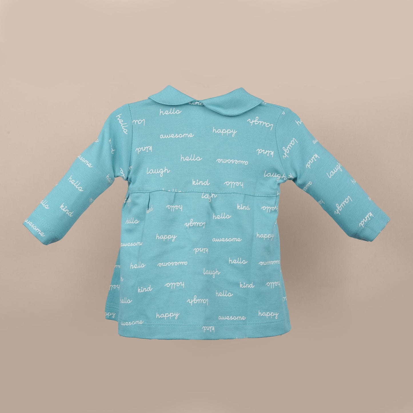 Pink Rabbit Girl's Turquoise Peter Pan Collar Frock