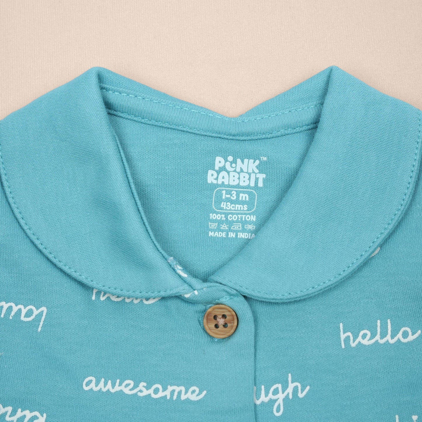 Pink Rabbit Girl's Turquoise Peter Pan Collar Frock