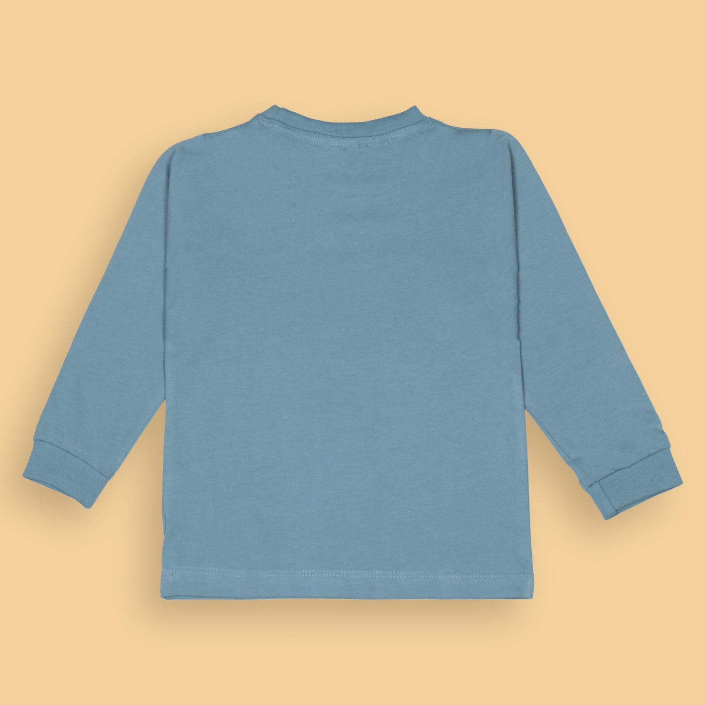 Ollypop Essentials T-Shirt – Breezy Breathable Sinker, Full Sleeves, Placement Print for Happy Kids (Teal Blue)