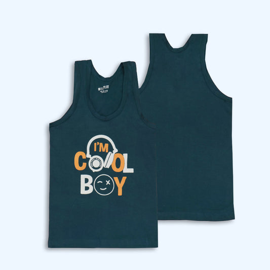 Body Care "I'm a Cool Boy" Teal Blue Soft Cotton Vest Playful & Cozy Essentials