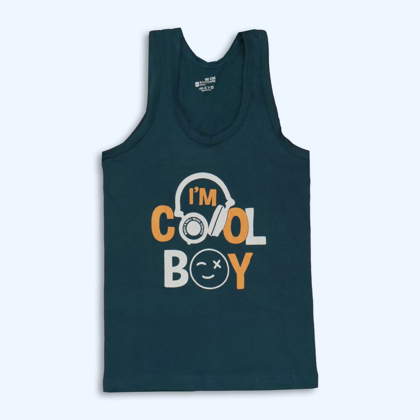 Body Care "I'm a Cool Boy" Teal Blue Soft Cotton Vest Playful & Cozy Essentials