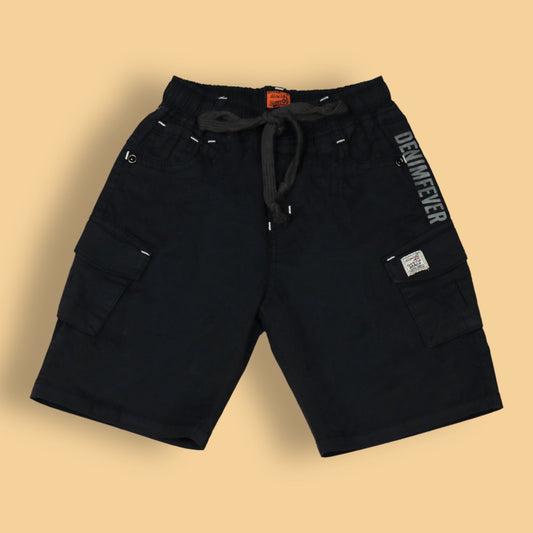 Boys’ Teal Blue Cargo Shorts by OlioKids – Knee-Length Denim, 4-Pocket, Stylish Party & Outdoor Comfort