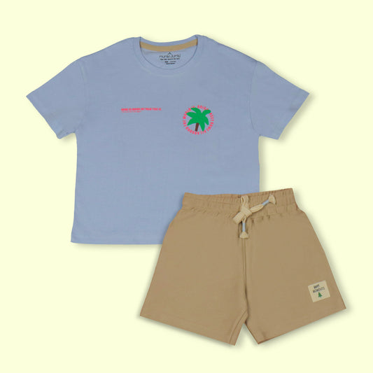 Mumbl Jumbl Girls’ T-shirt & Drawstring Shorts Set – Half Sleeve Top & Knee-Length Shorts, Summer Essentials