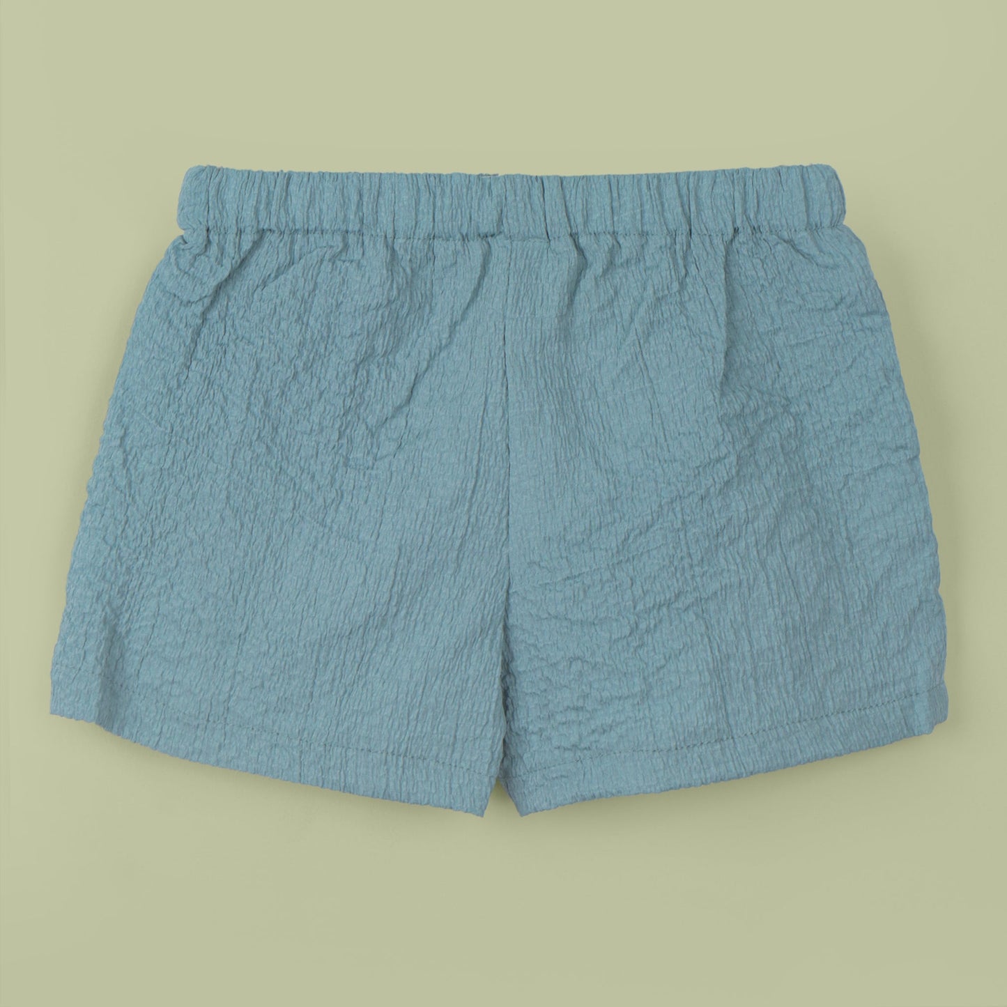 Toffyhouse Girls’ Teal Blue Cotton Blend Polo Collar Top & Knee-Length Shorts Set
