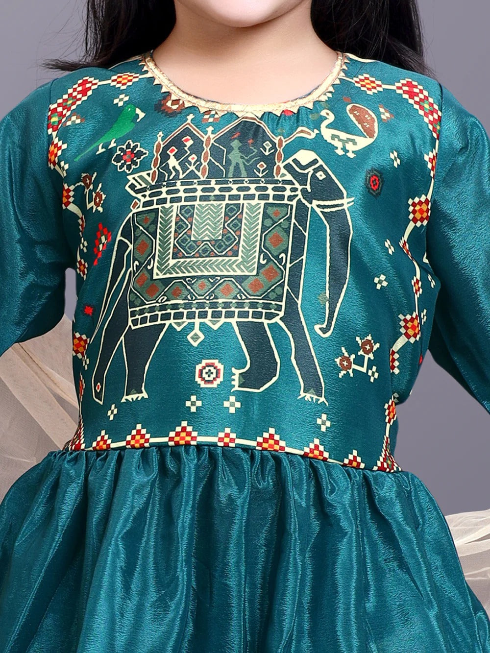 Twirl & Shine in Satyam Fab’s Teal Blue Embroidered Lehenga Choli – Perfect for Little Festival Queens!