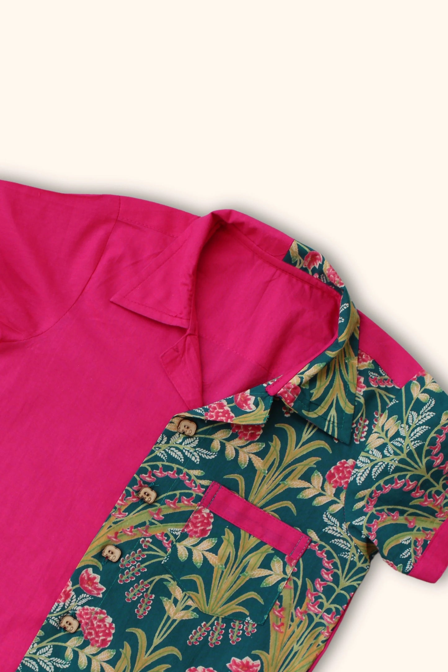 Fun in Fuchsia – Boys’ Peekaaboo Cotton Shirt & Shorts