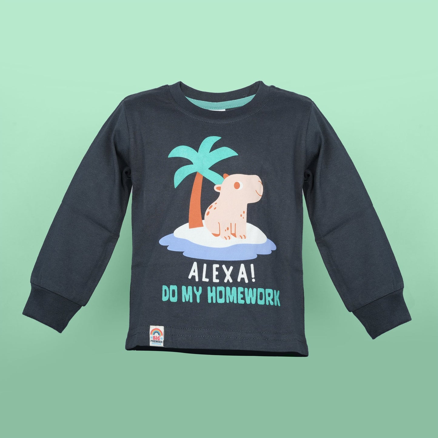 Big Premier Boys’ Cotton Tee – “ALEXA!” Print for Tech-Savvy Kids