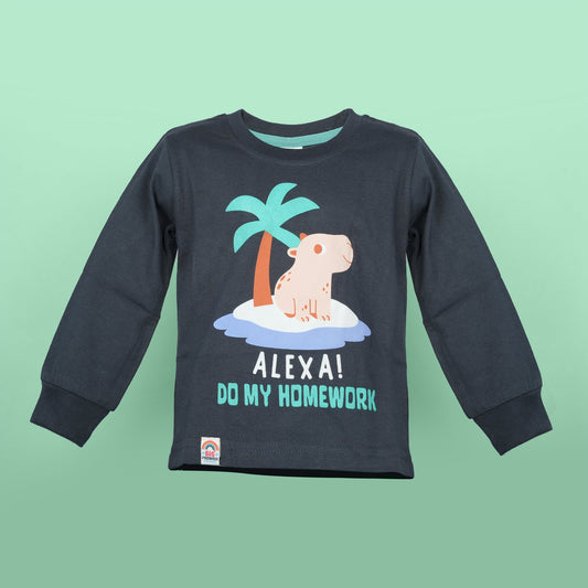 Big Premier Boys’ Cotton Tee – “ALEXA!” Print for Tech-Savvy Kids