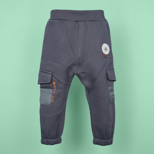 Baby Loon Boy's Warmth+ Charcoal Grey Cargo Pants (Applique)
