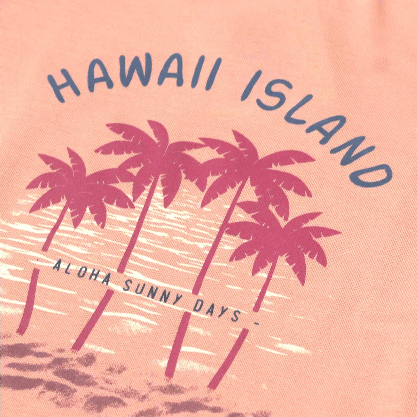Ollypop Girls’ Dark Peach Hawaii Island Casual Top – Breathable Summer & Monsoon Essential with Beach Vibes Print