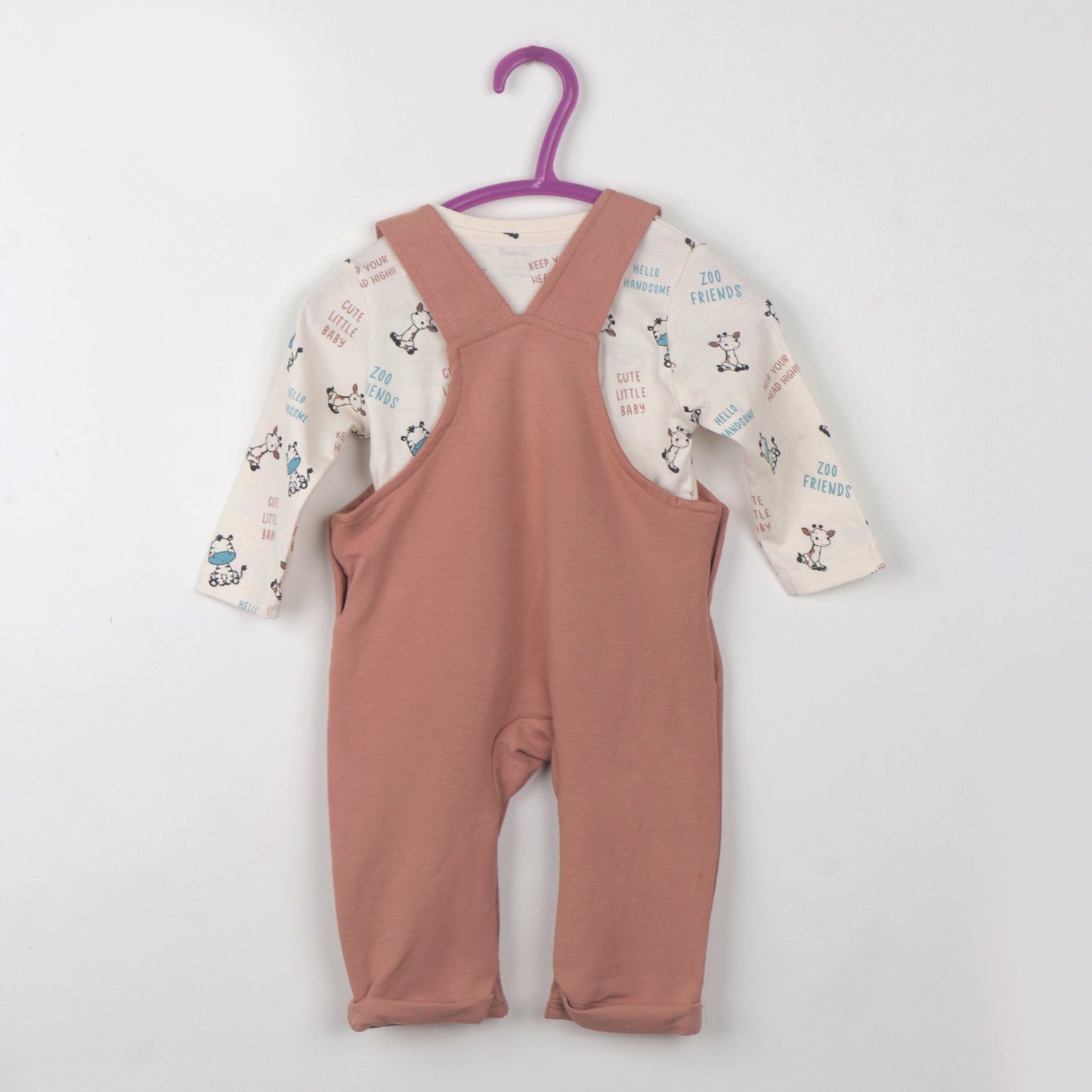 Cute Kittle Baby’s Adventure: Dark Peach Dungaree by Cucumber | Cozy Cotton for Winter & Monsoon