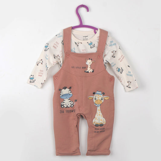 Cute Kittle Baby’s Adventure: Dark Peach Dungaree by Cucumber | Cozy Cotton for Winter & Monsoon