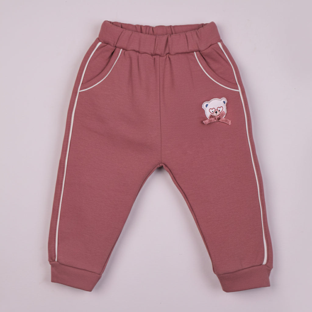 Cozy Dark Peach Top & Elastic Waist Pants – Girls’ Printed Cotton Set