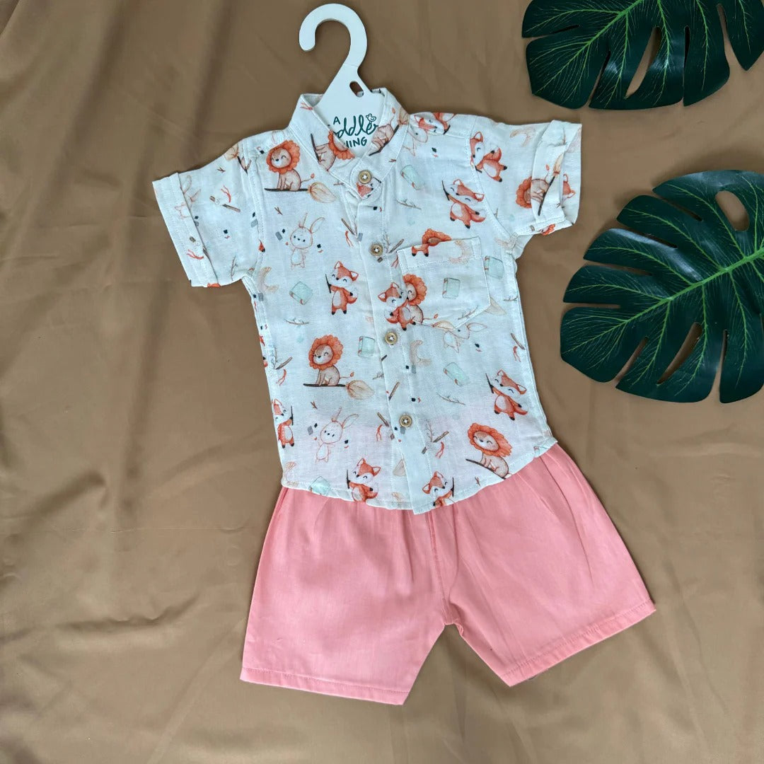Dark Peach Breathable Mandarin Short Set