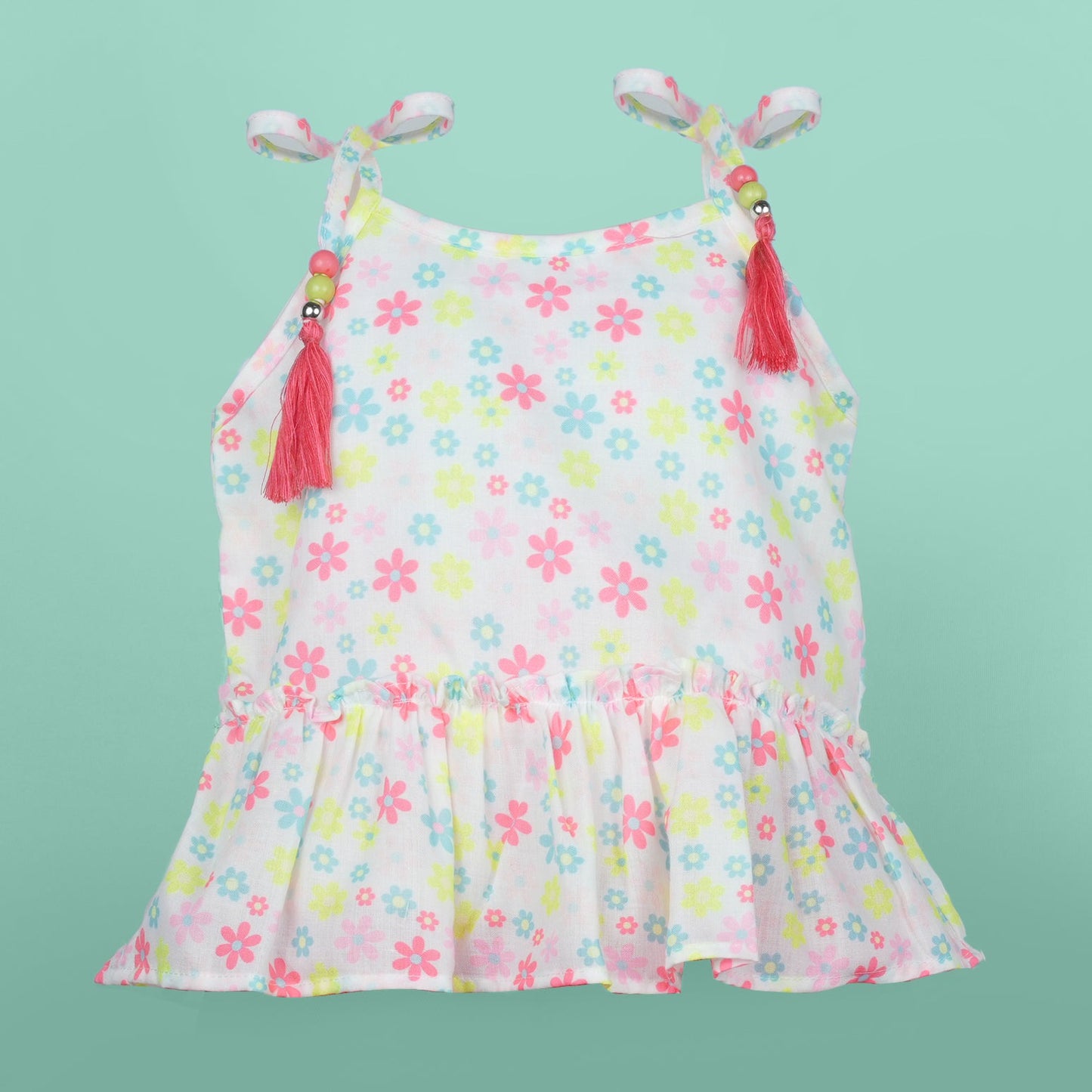 DW Girl's Dark Peach 'Angel' Square Neck Top & Shorts Set