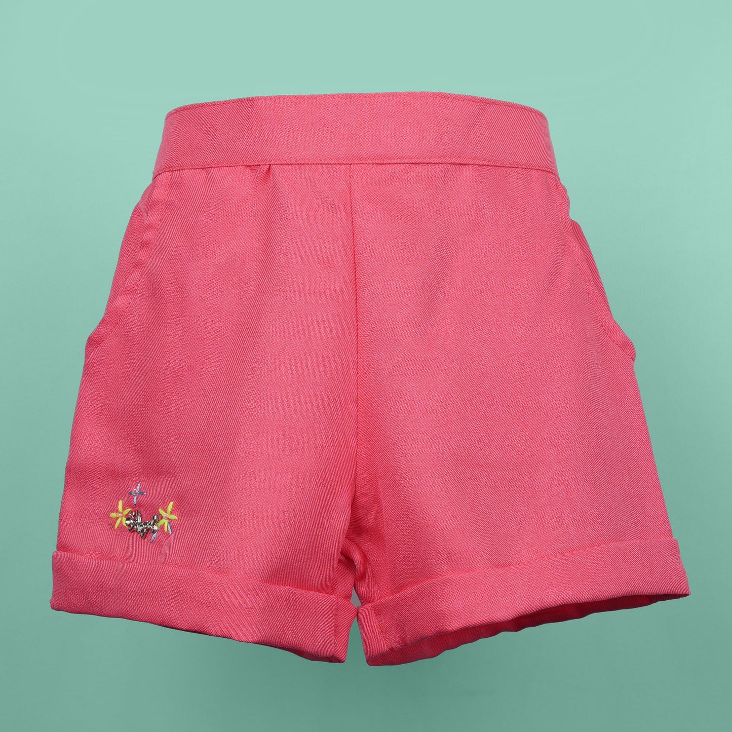 DW Girl's Dark Peach 'Angel' Square Neck Top & Shorts Set