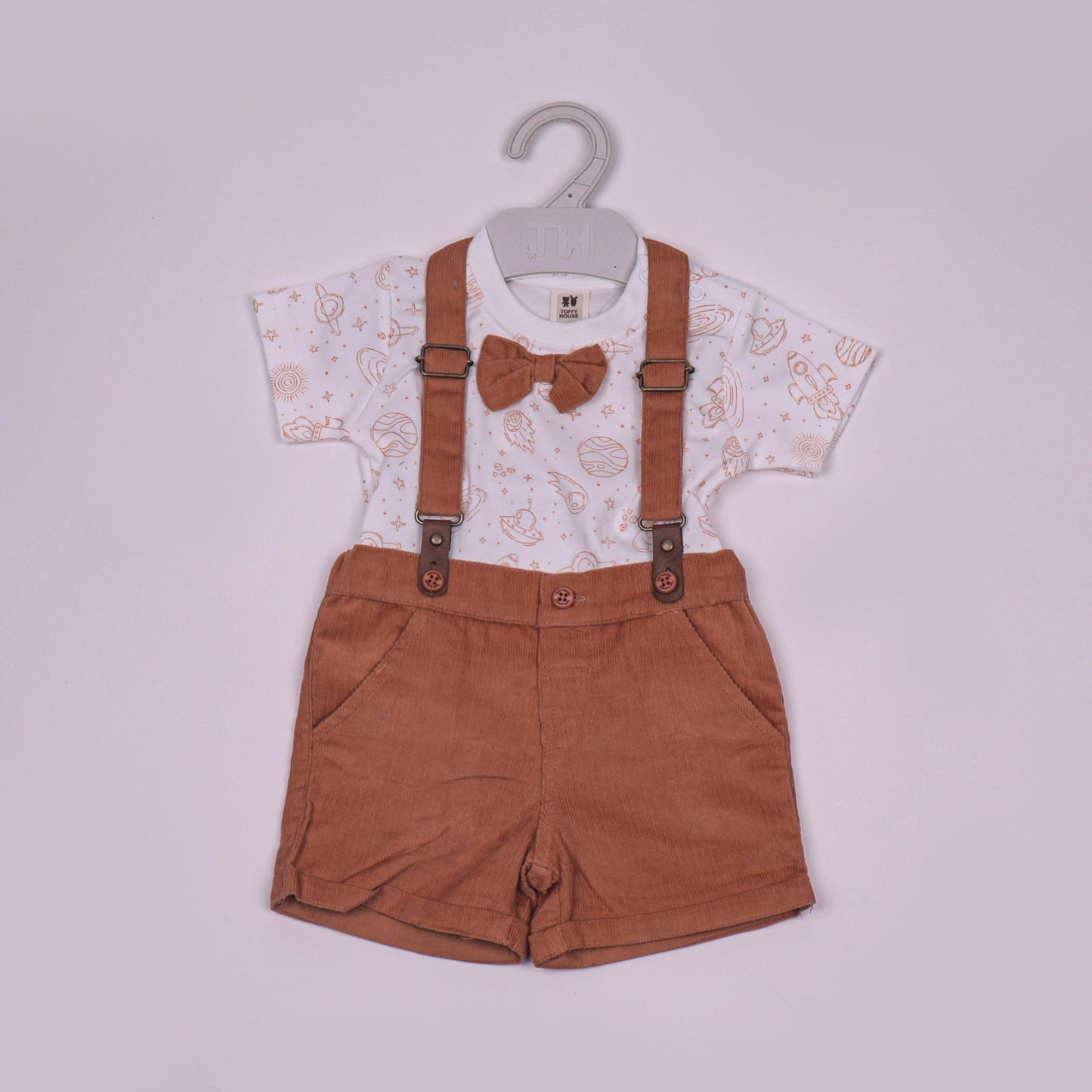 Toffyhouse Cotton Dungaree Romper Set T-Shirt with Mid-Thigh Bodysuit