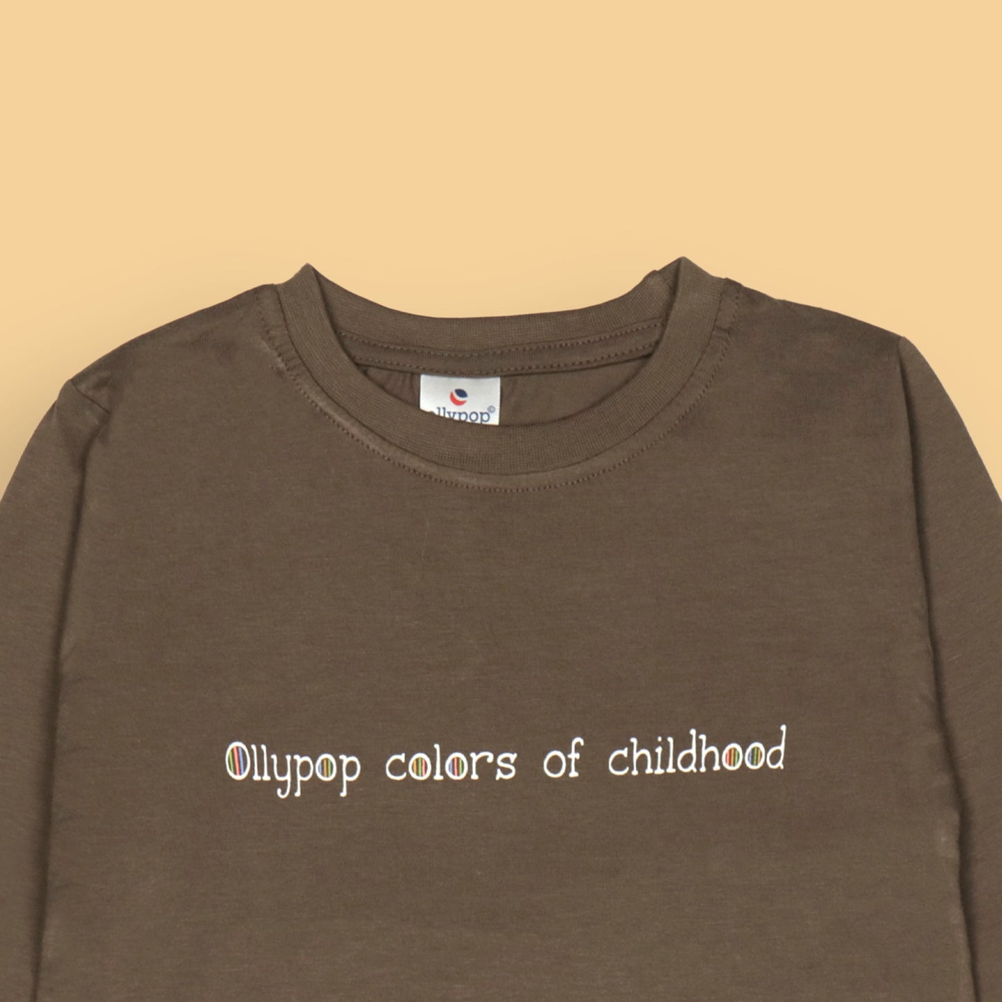 Ollypop Essentials T-Shirt – Breezy Breathable Sinker, Full Sleeves, Placement Print for Happy Kids (Brown)