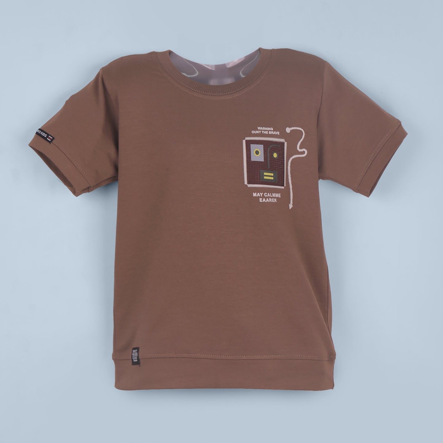 Everyday Cool – Boys’ Brown Cotton Blend Outfit with Denim Shorts