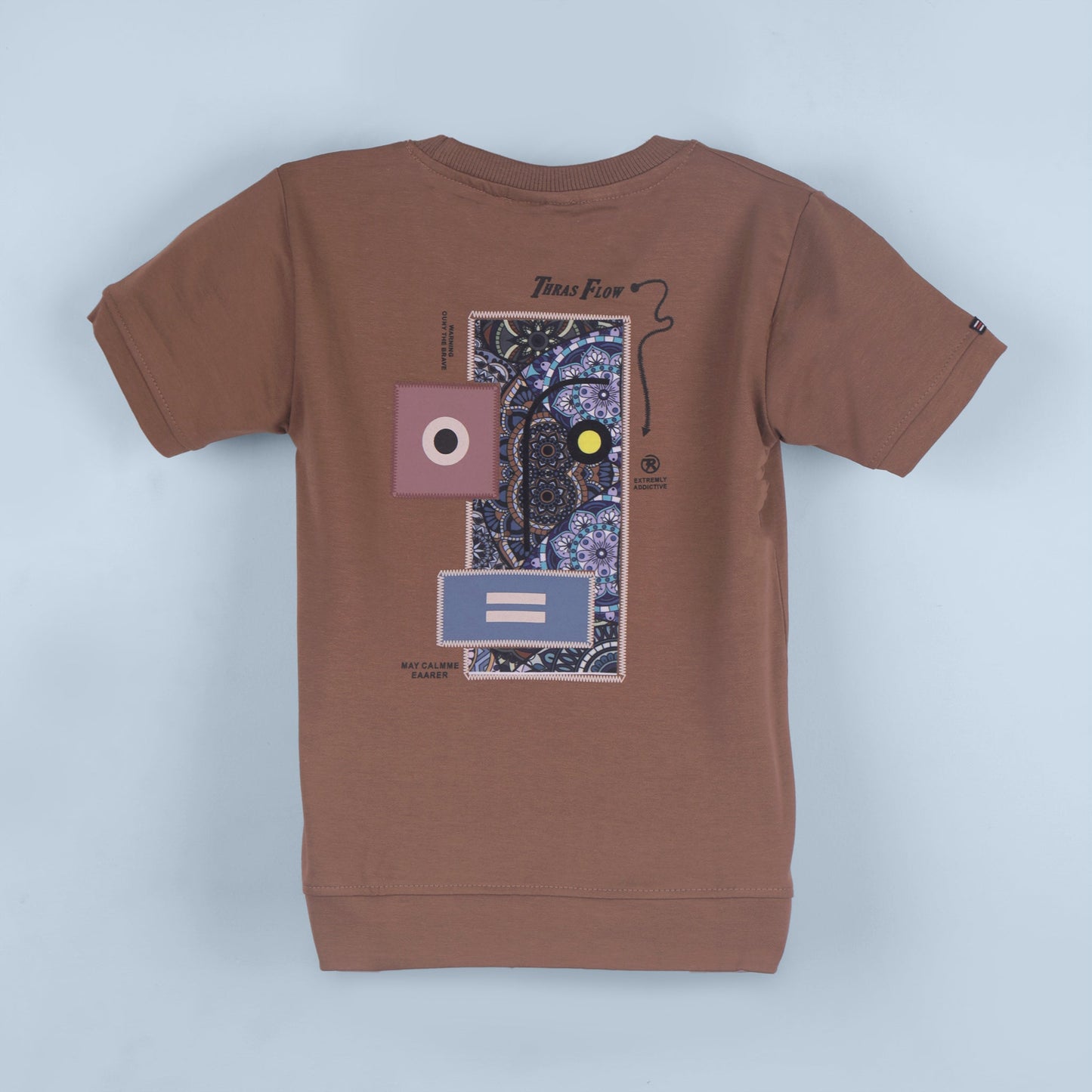 Everyday Cool – Boys’ Brown Cotton Blend Outfit with Denim Shorts