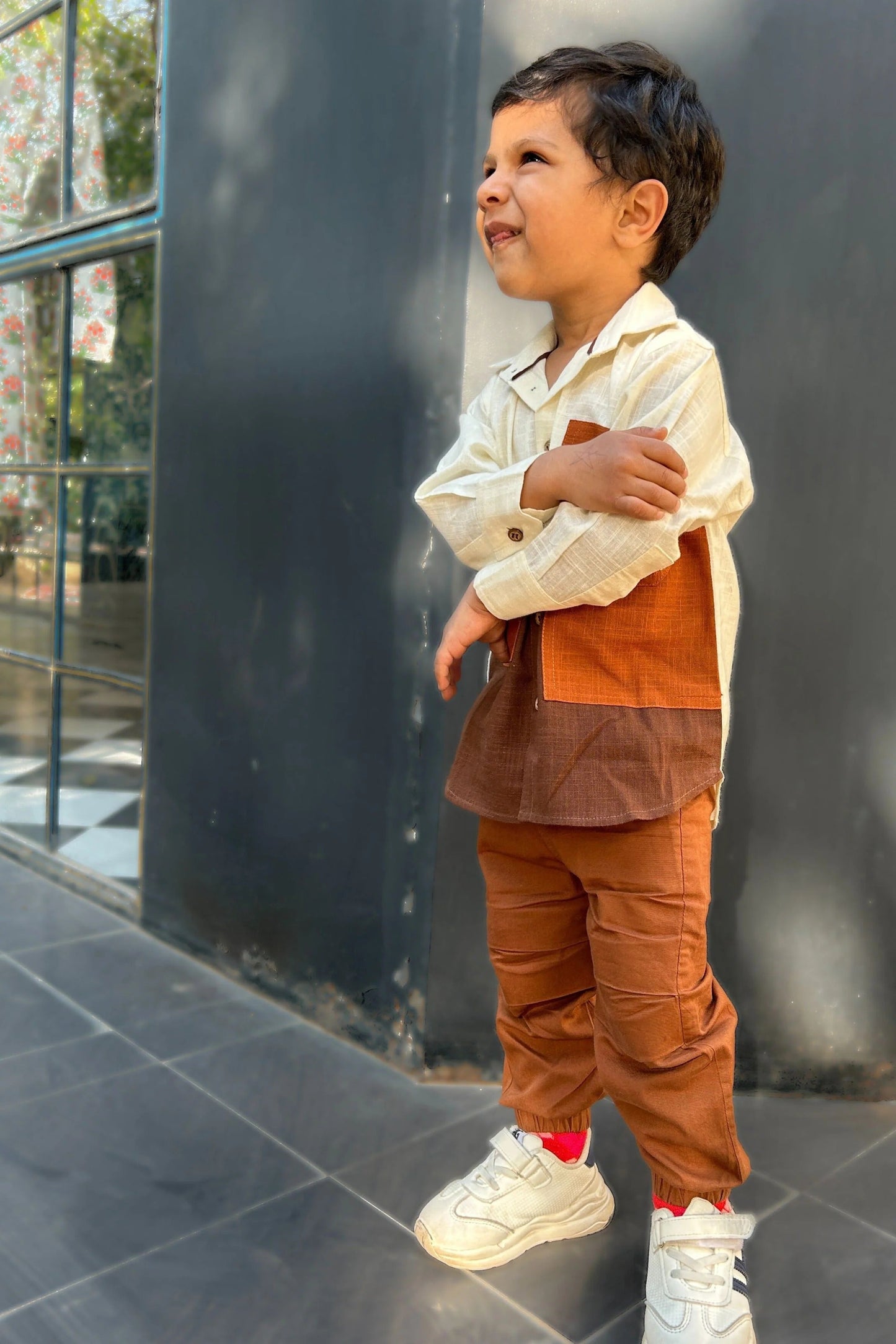 Smart Explorer – Boys’ Brown Full Sleeve Shirt & Jogger