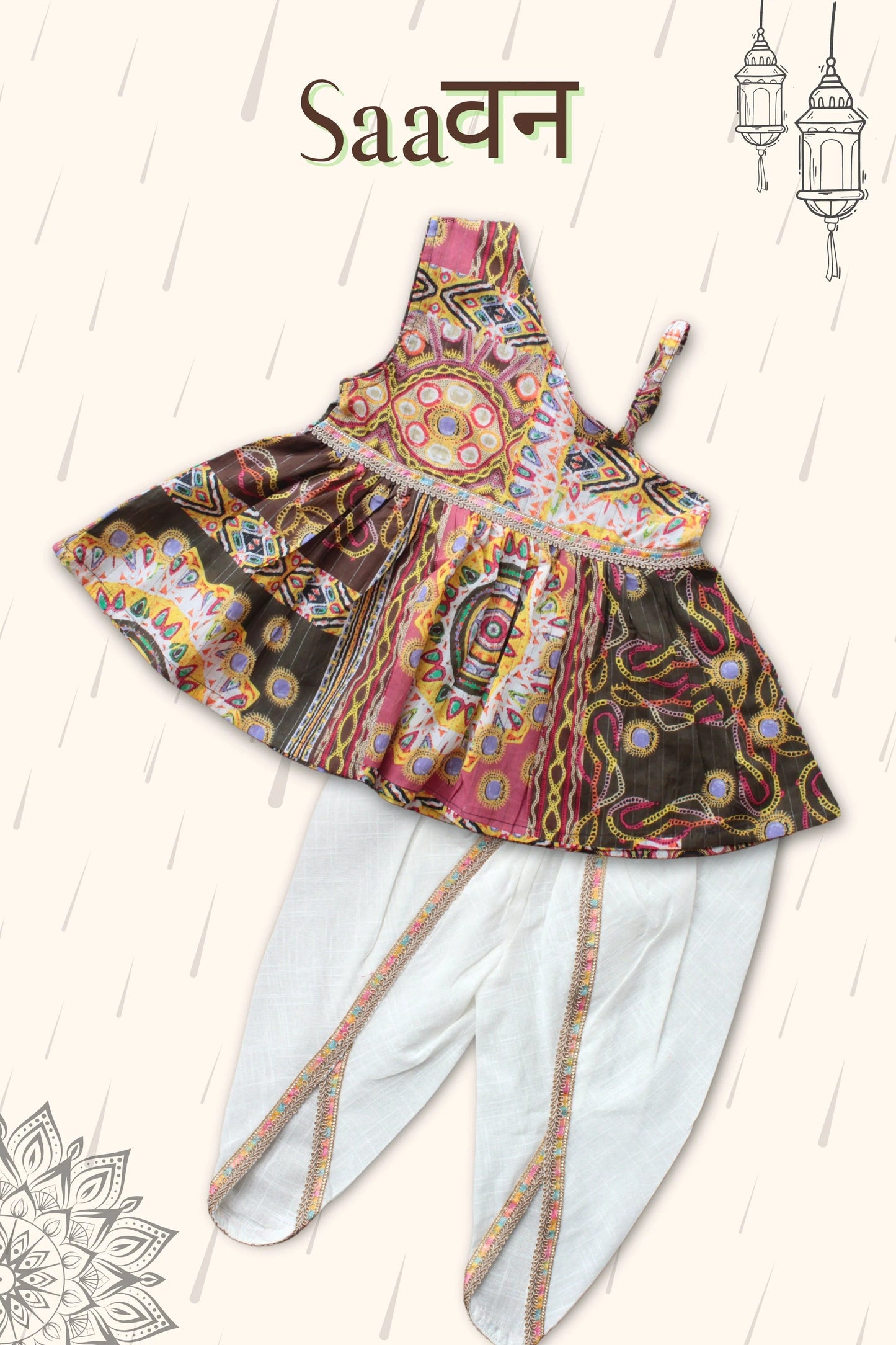 One-Shoulder Charm – Peekaboo Girls’ Ethnic Co-ord